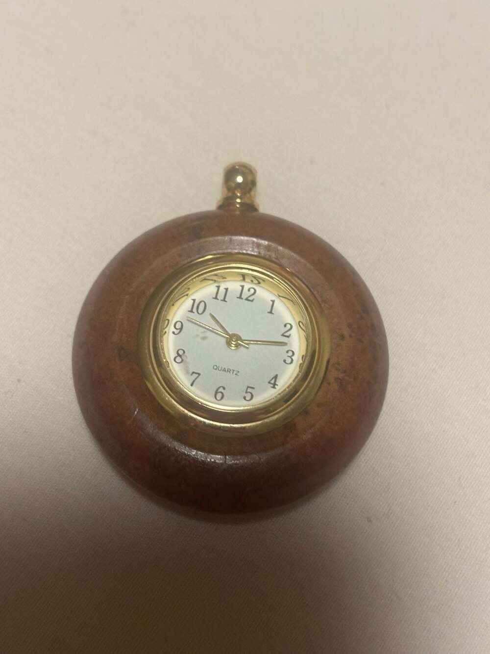 Vintage Hand-Turned Wood Burl Pendant or Desk Clock